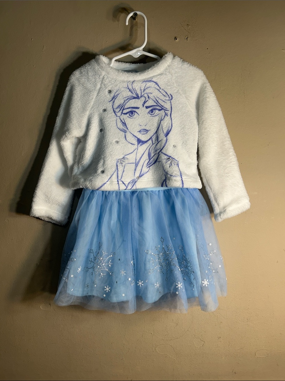 Girls Disney Frozen Two White & Light Blue Elsa Tulle Dress 4T